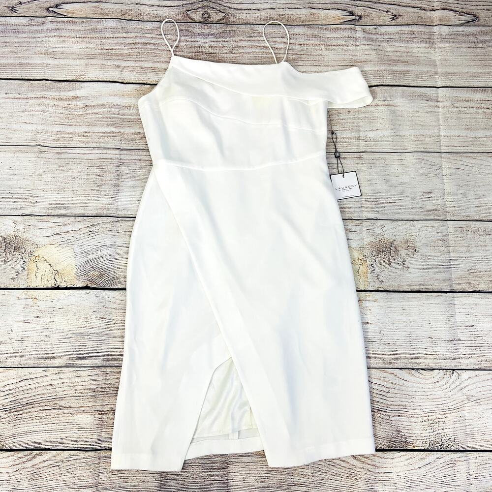Laundry by Shelli Segal White One Shoulder  Dress 12